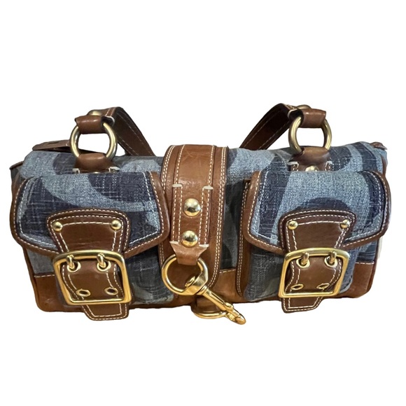 Coach 65th Anniversary Legacy Blue Denim &  Leather Satchel Handbag Purse 10827 - Picture 2 of 15